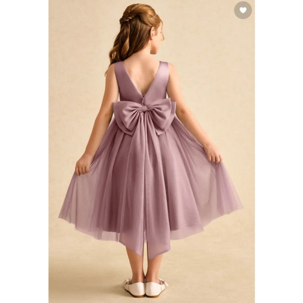 NEW! Azazie 'Winnie' Ball-Gown Bow Tulle Dress in DUSTY ROSE (6)